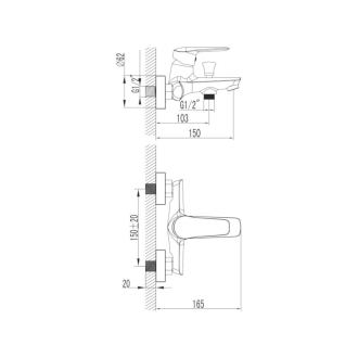 Novaservis Vaňová batéria bez príslušenstva 150 mm DIJON chróm 81020/1,0