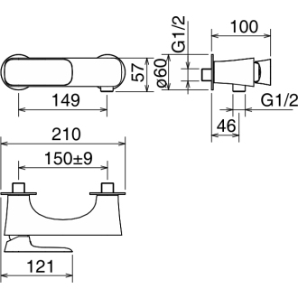 Novaservis Sprchová batéria bez príslušenstva 150 mm LAGHI chróm 44061/1,0