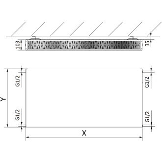 Oceľový radiátor Mexen Flat CF22 600x400, boč. príp., 633 W, antracit W422F-060-040-66