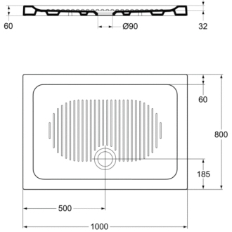 Ideal Standard CONNECT T2677 01 sprchová vanička keramická 1000x800