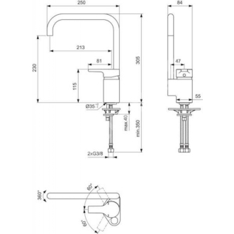 Ideal Standard ACTIVE B8087AA drezová batéria s ventilom pre pripojenie práčky,umývačky