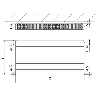 Mexen Line CL22 radiátor 400x1800, bočné pripojenie, 2049 W, antracit W422L-040-180-66