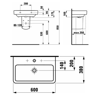 LAUFEN PRO S Compact umývadlo 60x38 H8.1895.9.000.104.1