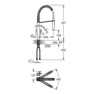 GROHE EUROCUBE 31395000 drezová batéria s vyťahovacou sprškou