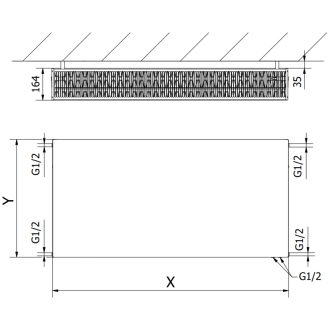 Oceľový radiátor Mexen Flat CVF33 500x500, spod. príp., 950 W, antracit W633F-050-050-66