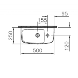 VITRA SHIFT NEW umývadlo na dosku 50x25 brúsená spodná hrana 7070-003-0921