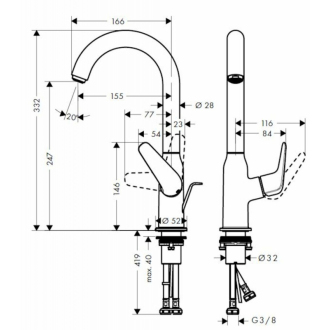 Hansgrohe HG288 umývadlová s otočným ramienkom SIKOBHGN280