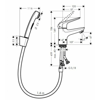 Hansgrohe HG288 umývadlová s bidetovou sprškou SIKOBHGN232