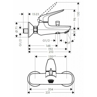 Hansgrohe HG288 vaňová, nástenňa bez spŕch. setu SIKOBHGN222