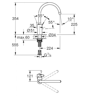 GROHE EUROSMART Cosmopolitan 32843002 drezová stojanková batéria, okrúhle ramienko