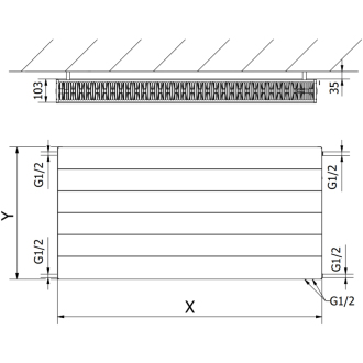 Mexen Line CVL22 radiátor 400x1100, spod. príp., 1252 W, antracit W622L-040-110-66