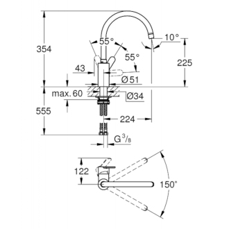 GROHE EUROSTYLE Cosmopilitan 33975004 drezová stojanková batéria chróm