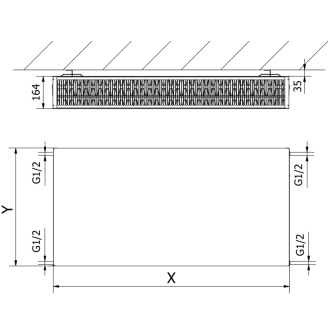 Oceľový radiátor Mexen Flat CF33 400x400, boč. príp., 633 W, čierne W433F-040-040-70
