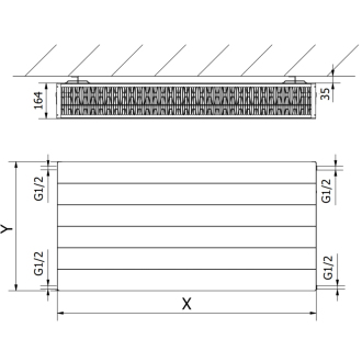 Mexen Line CL33 radiátor 900x1400, bočné pripojenie, 4201 W, čierny W433L-090-140-70