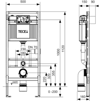TECE splachovací modul s odsávaním pachov 9.300.003