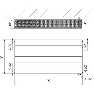 Mexen Line CVL33 radiátor 400x1400, spod. príp., 2214 W, čierne W633L-040-140-70