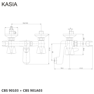 Mereo Kasia vaňová batéria nástenná 150 mm bez príslušenstva M-CBS90103