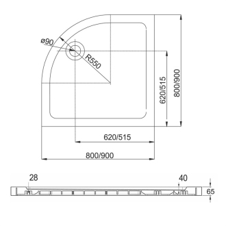 Mereo Sprchová vanička R550, 80x80x6, 5 cm, keramika, biela M-CV14X