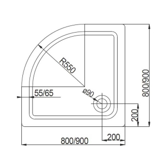 Mereo Sprchová vanička R550, 80x80x14 cm, SMC, biela, vrátane nožičiek a sifónu 90 mm M-CV11H