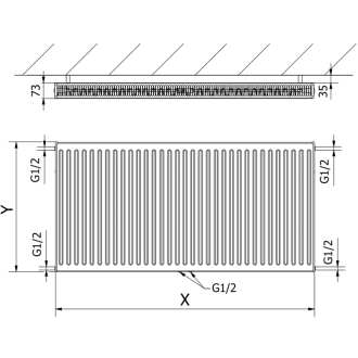 Mexen CC21 radiátor 400x600, spodné stredné pripojenie, 556 W, biely W6C21-040-060-00