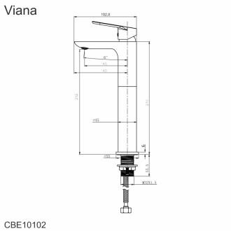Mereo Viana umývadlová batéria stojanková vysoká bez výpustu M-CBE10102