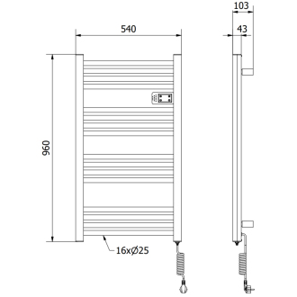 Mexen Aran elektrický radiátor 960 x 500 mm, 500 W, čierny - W306-0960-540-00-70