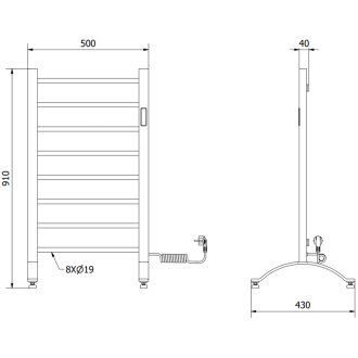 Mexen Oso 2v1 elektrický radiátor stojaci 910 x 500 mm, 200 W, čierny - W304-0910-500-00-70