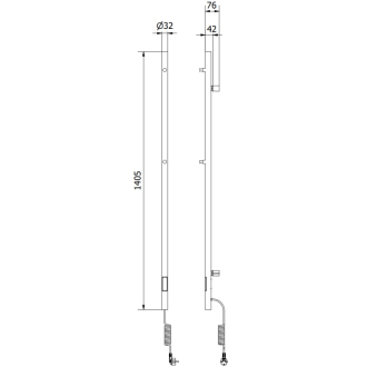 Mexen Pino elektrický radiátor s držiakmi na uteráky 1405 x 32 mm, 75 W, biely - W301-1405-032-00-20