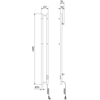 Mexen Pino elektrický radiátor s držiakmi na uteráky 1405 x 137 mm, 150 W, biely - W301-1405-137-00-20