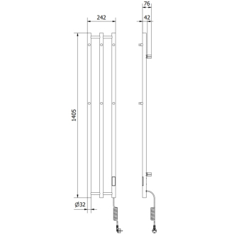 Mexen Pino elektrický radiátor s držiakmi na uteráky 1405 x 242 mm, 200 W, biely - W301-1405-242-00-20