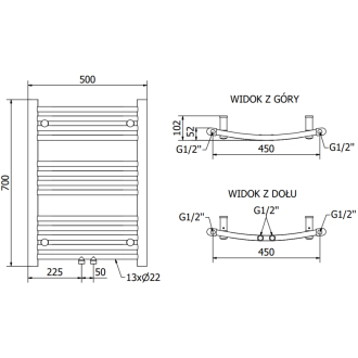 Mexen Ares elektrický radiátor 700 x 500 mm, 300 W, chróm - W102-0700-500-2300-01