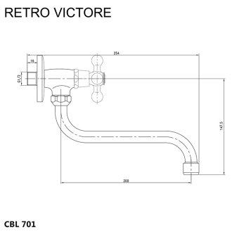 Mereo Retro Viktória umýv.vý kohútik nástenný s ramienkom otočným 18mm - 200mm CBL701