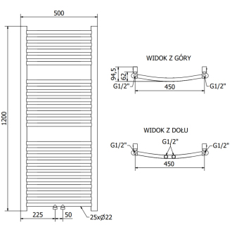 Mexen Ares elektrický radiátor 1200 x 500 mm, 600 W, zlatý - W102-1200-500-2600-50