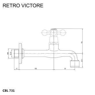 Mereo Retro Viktória nástenný kohútik M-CBL731