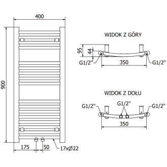 Mexen Ares elektrický radiátor 900 x 400 mm, 300 W, antracit - W102-0900-400-2300-66
