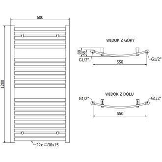 Mexen Helios elektrický radiátor 1200 x 600 mm, 600 W, chróm - W103-1200-600-2600-01