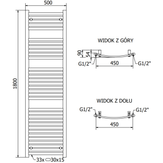 Mexen Helios elektrický radiátor 1800 x 500 mm, 900 W, zlatý - W103-1800-500-2900-50