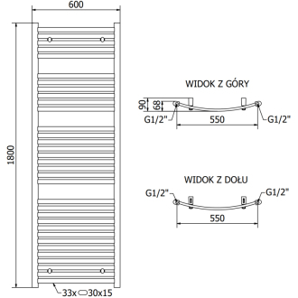 Mexen Helios elektrický radiátor 1800 x 600 mm, 900 W, zlatý - W103-1800-600-2900-50