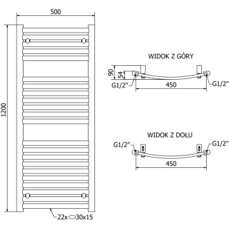 Mexen Helios elektrický radiátor 1200 x 500 mm, 600 W, čierny - W103-1200-500-2600-70