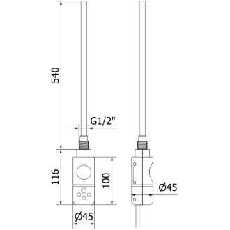 Mexen Helios elektrický radiátor 1200 x 500 mm, 600 W, čierny - W103-1200-500-2600-70