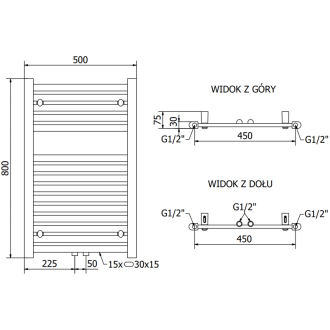 Mexen Hades elektrický radiátor 800 x 500 mm, 300 W, chróm - W104-0800-500-2300-01
