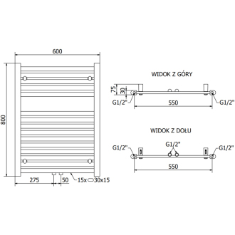 Mexen Hades elektrický radiátor 800 x 600 mm, 600 W, chróm - W104-0800-600-2600-01
