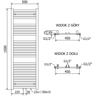 Mexen Hades elektrický radiátor 1500 x 500 mm, 900 W, biely - W104-1500-500-2900-20