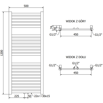 Mexen Hades elektrický radiátor 1200 x 500 mm, 600 W, zlatý - W104-1200-500-2600-50