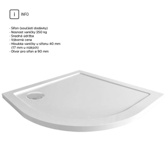 Mereo Sprchová vanička, R550, 90x90x4 cm, SMC, biela, vr. sifónu pr. 90 mm M-CV01NS