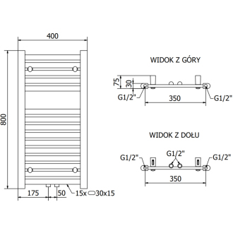 Mexen Hades elektrický radiátor 800 x 400 mm, 300 W, čierny - W104-0800-400-2300-70