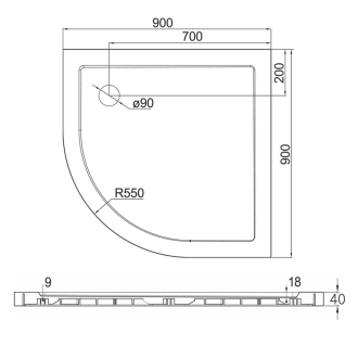 Mereo Sprchová vanička, R550, 90x90x4 cm, SMC, biela, vr. sifónu pr. 90 mm M-CV01NS