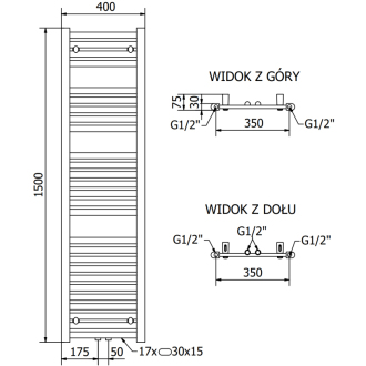 Mexen Hades elektrický radiátor 1500 x 400 mm, 600 W, čierny - W104-1500-400-2600-70