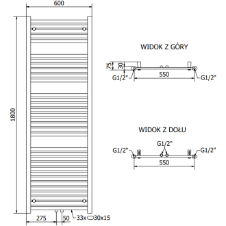 Mexen Hades elektrický radiátor 1800 x 600 mm, 900 W, čierny - W104-1800-600-2900-70