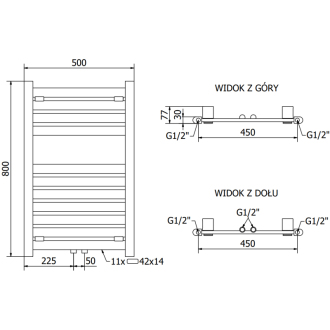 Mexen Urán elektrický radiátor 800 x 500 mm, 300 W, chróm - W105-0800-500-2300-01